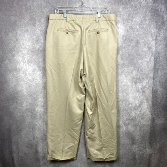IZOD Golf Pants 36x32 Beige/Tan Fits (36x29) Performance Outdoors Pleated - Picture 2 of 9